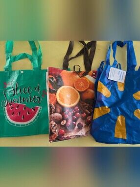 Three Reusable Grocery Tote Bags